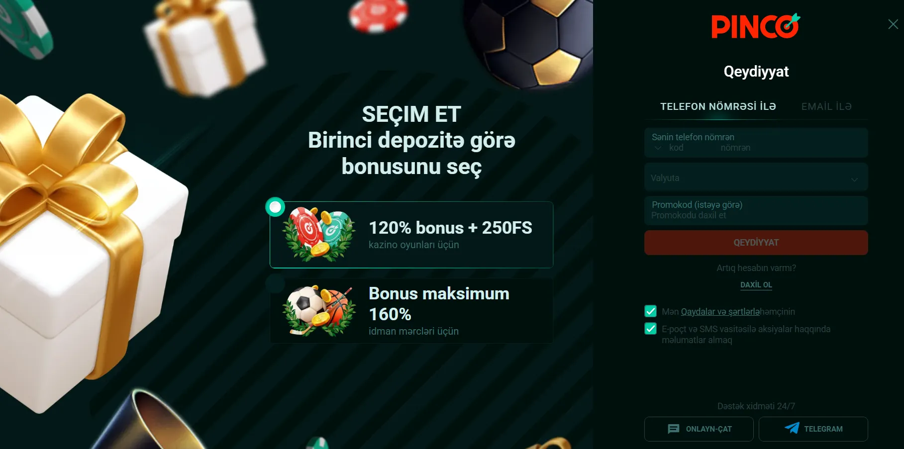 Pinco AZ saytında qeydiyyat və giriş qaydaları - addım-addım təlimatlar Pinco AZ saytında qeydiyyat və giriş qaydaları